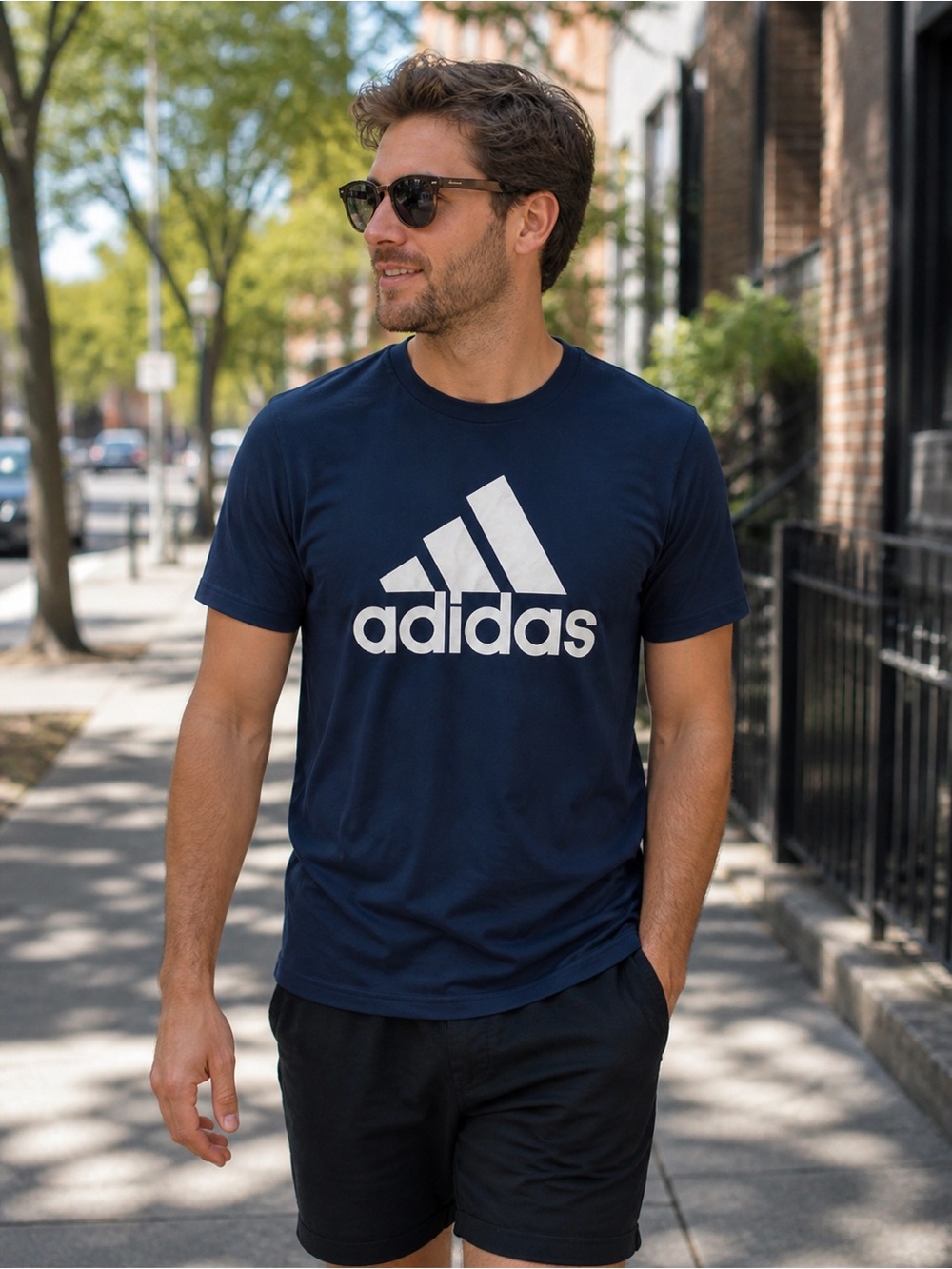 🌸 Adidas Golf Navy Short-Sleeve Logo Tee with White Trefoil